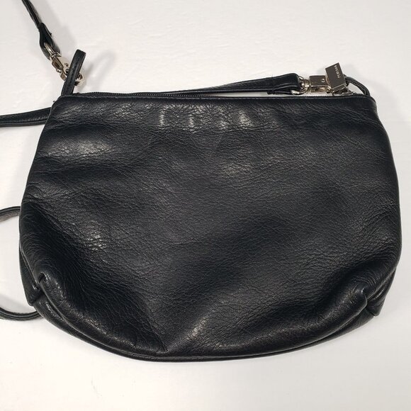 Perlina Soft Black Premium Genuine Leather Small Crossbody Bag Vintage - Picture 4 of 9